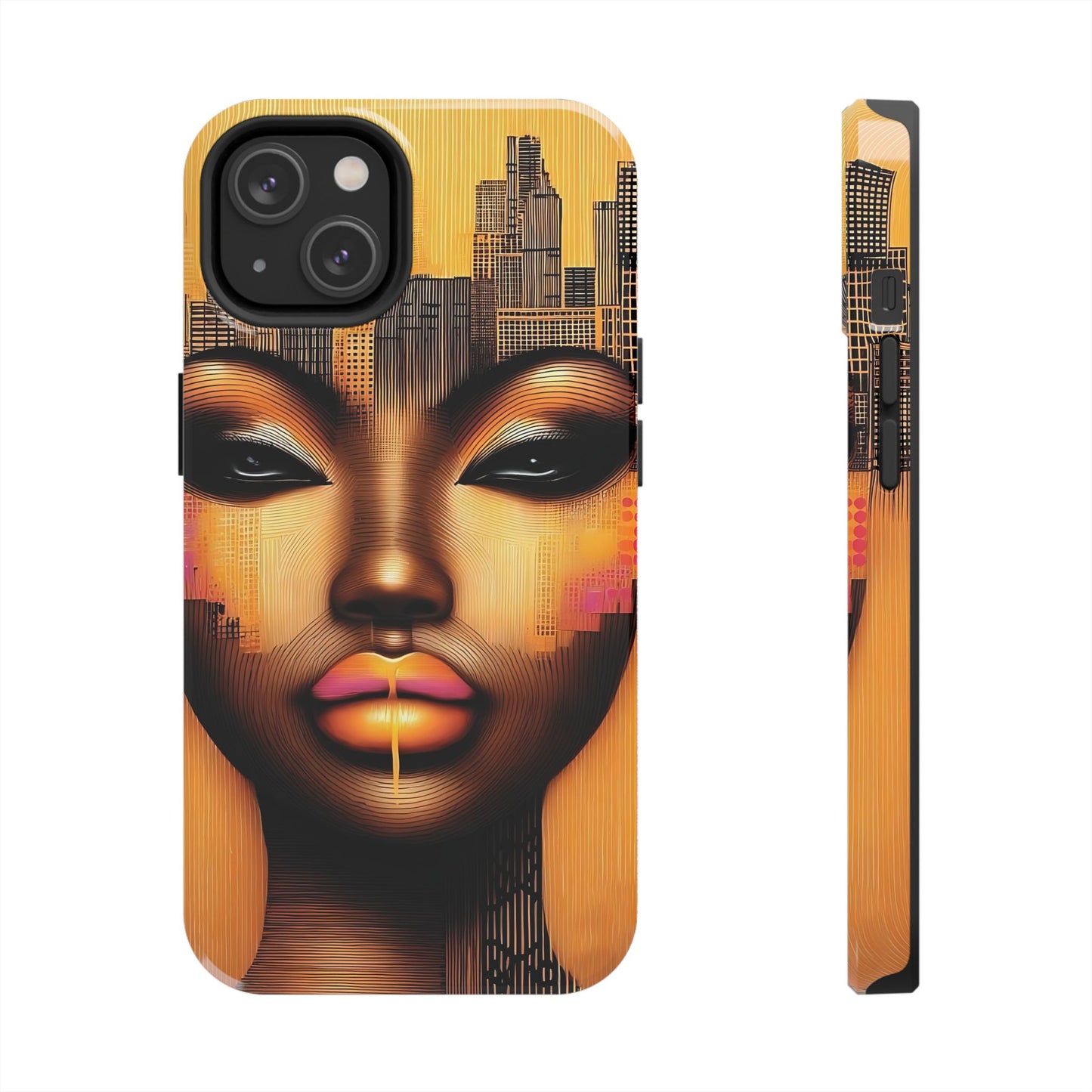 Afrocentric Tough Phone Case, City Girl On The Move Unique Design, Urban Street Style, Protective Cellphone Cover, Trendy Mobile Accessory