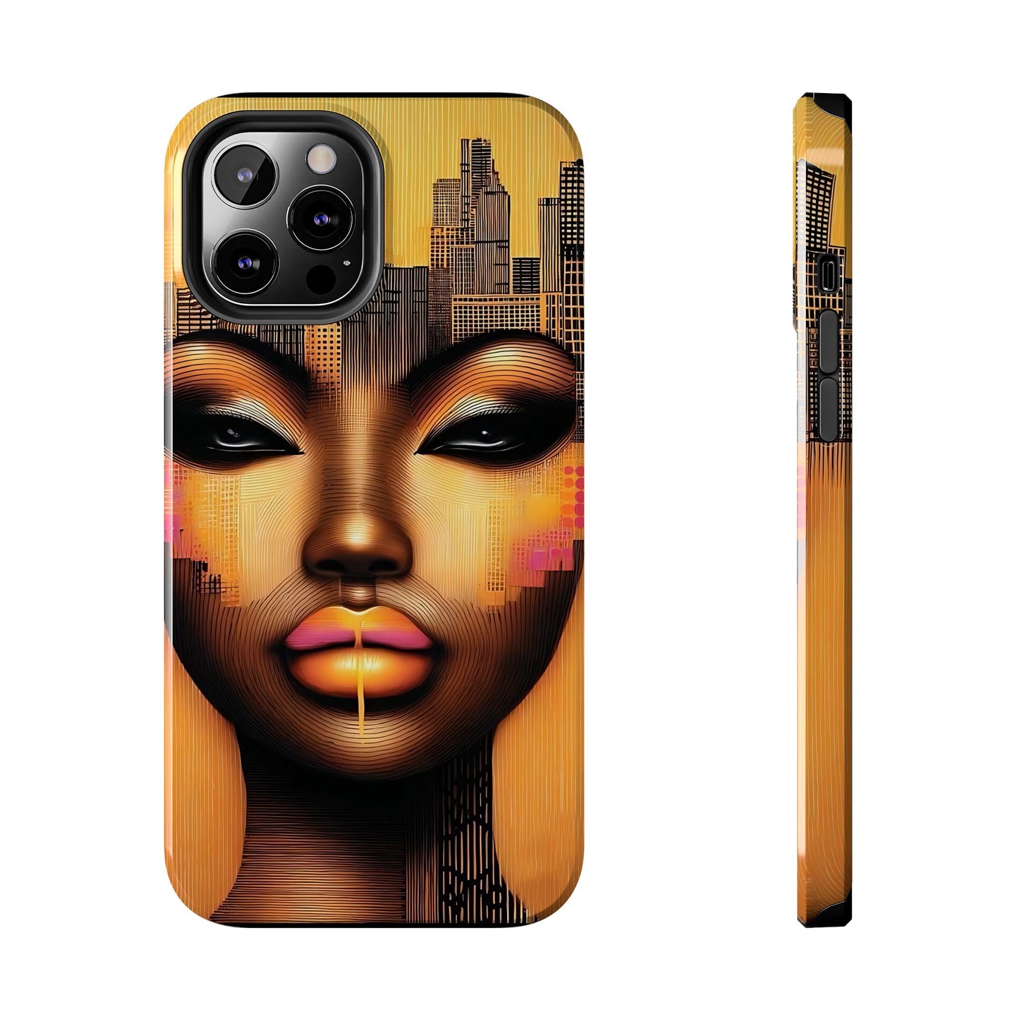 Afrocentric Tough Phone Case, City Girl On The Move Unique Design, Urban Street Style, Protective Cellphone Cover, Trendy Mobile Accessory