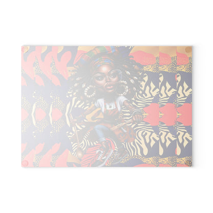 Glass Cutting Board, Afrocentric Kitchen Decor, Ankara Pattern Glass Board, Ethnic Design Cheese Board, Unique Housewarming Gift