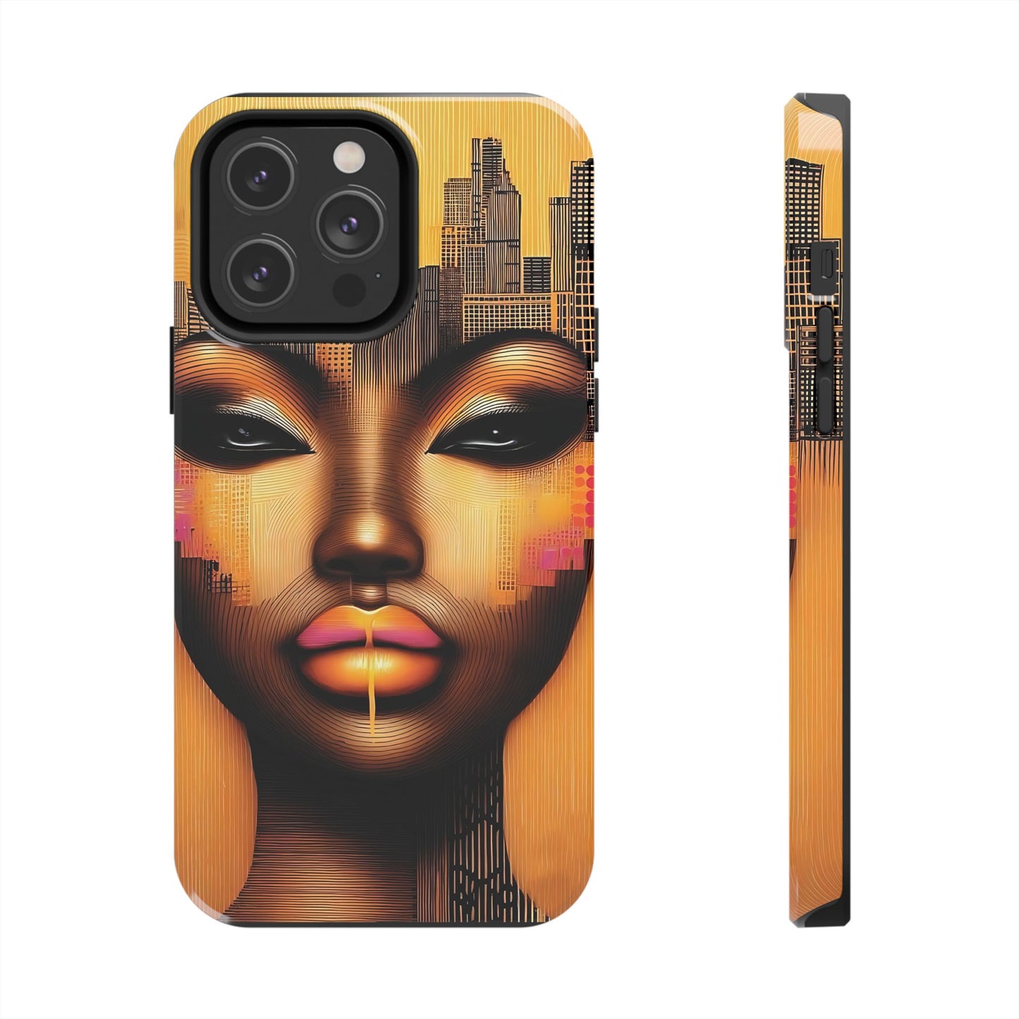 Afrocentric Tough Phone Case, City Girl On The Move Unique Design, Urban Street Style, Protective Cellphone Cover, Trendy Mobile Accessory