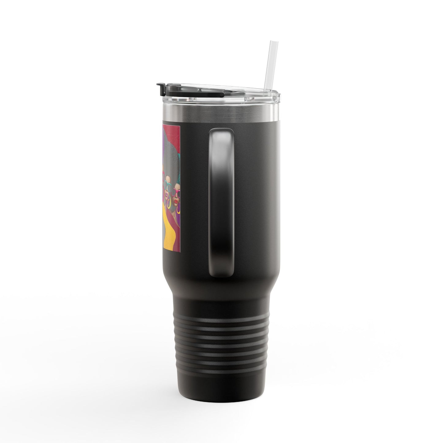 Afrocentric Tumbler Mug, Black Woman Afro Sunglasses Drinkware, Travel Coffee