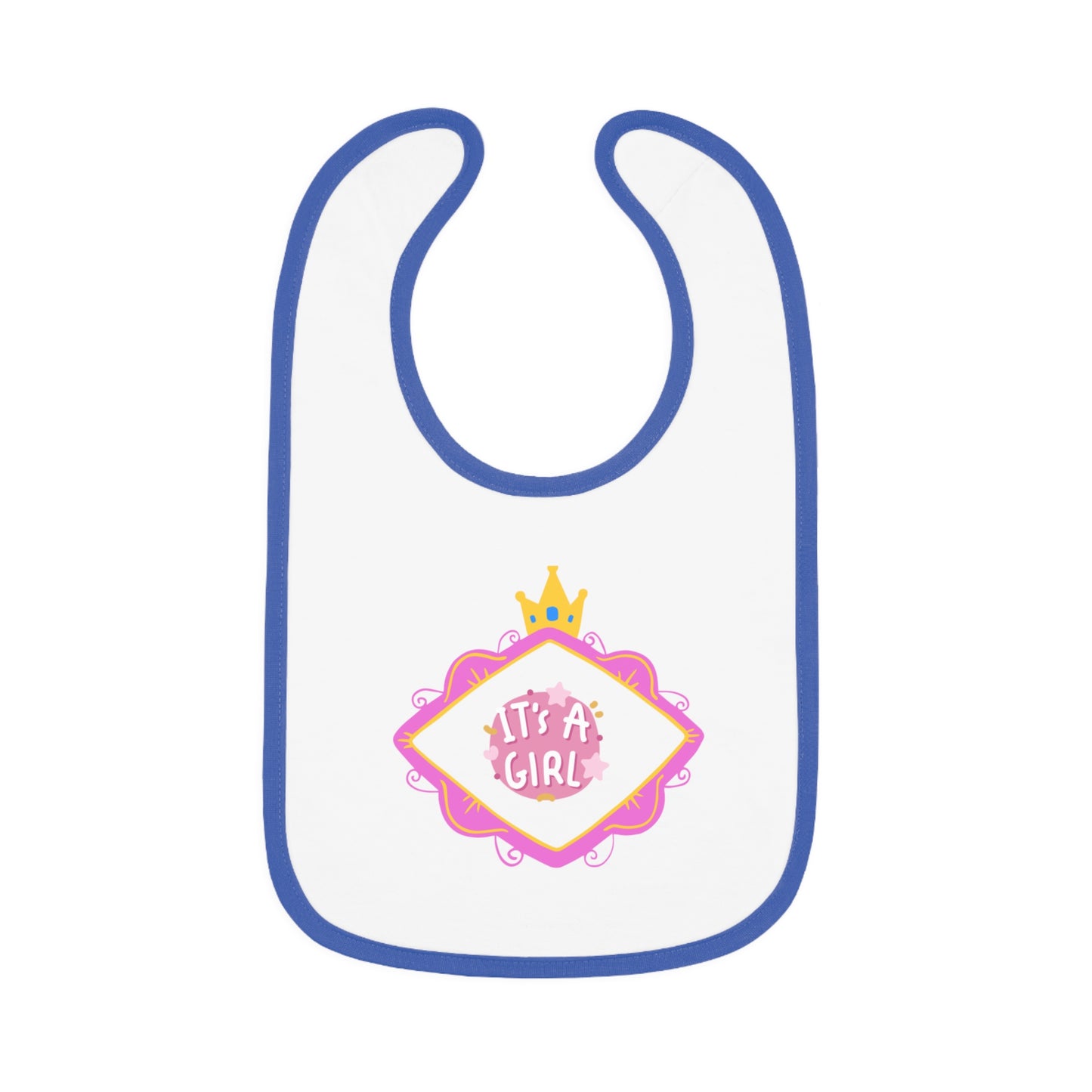 It's A Girl Baby Contrast Trim Jersey Bib #IAG1