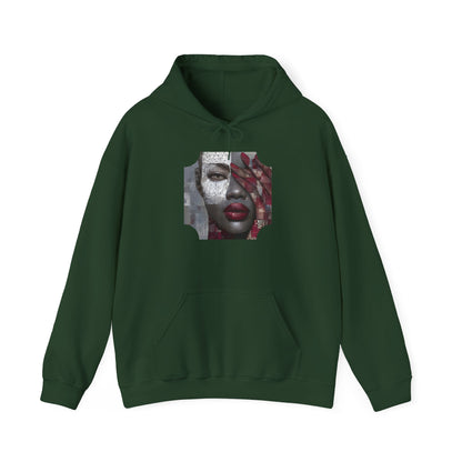Do You See What I See? Afrocentric Abstract Puzzle Piece Unisex Hoodie Sweatshirt, Woman Print Face Hand Art, Hooded, Black