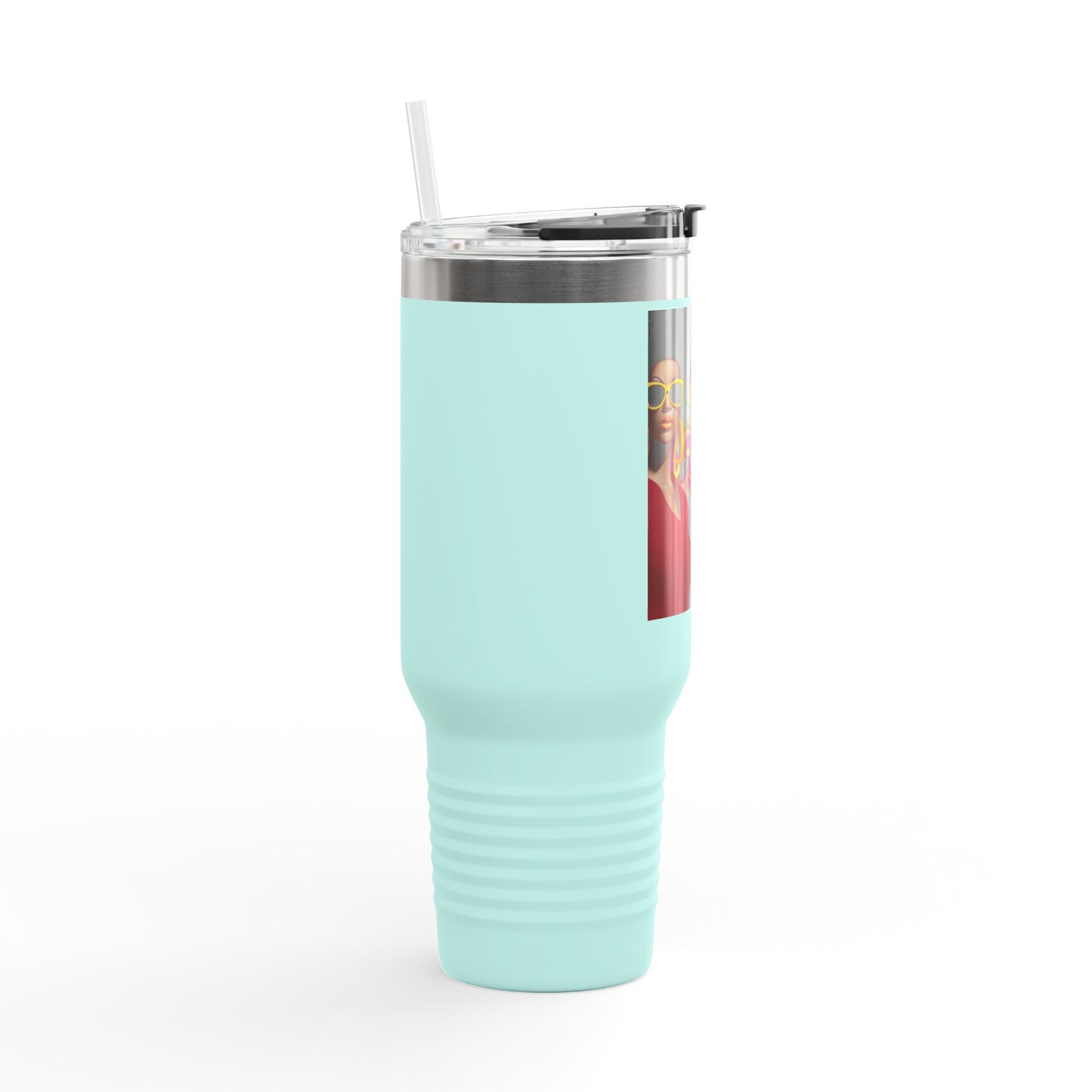 Afrocentric Tumbler Mug, Black Woman Afro Sunglasses Drinkware, Travel Coffee