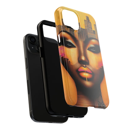 Afrocentric Tough Phone Case, City Girl On The Move Unique Design, Urban Street Style, Protective Cellphone Cover, Trendy Mobile Accessory