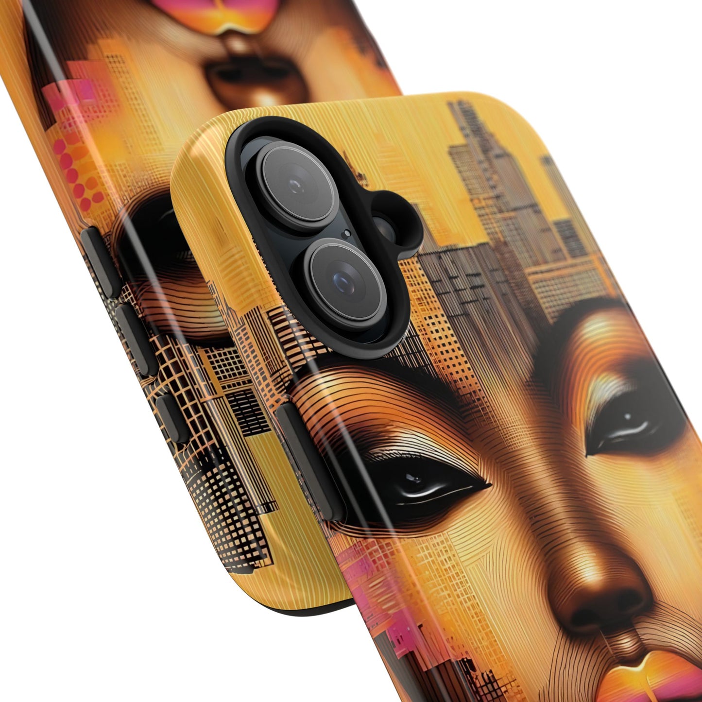 Afrocentric Tough Phone Case, City Girl On The Move Unique Design, Urban Street Style, Protective Cellphone Cover, Trendy Mobile Accessory