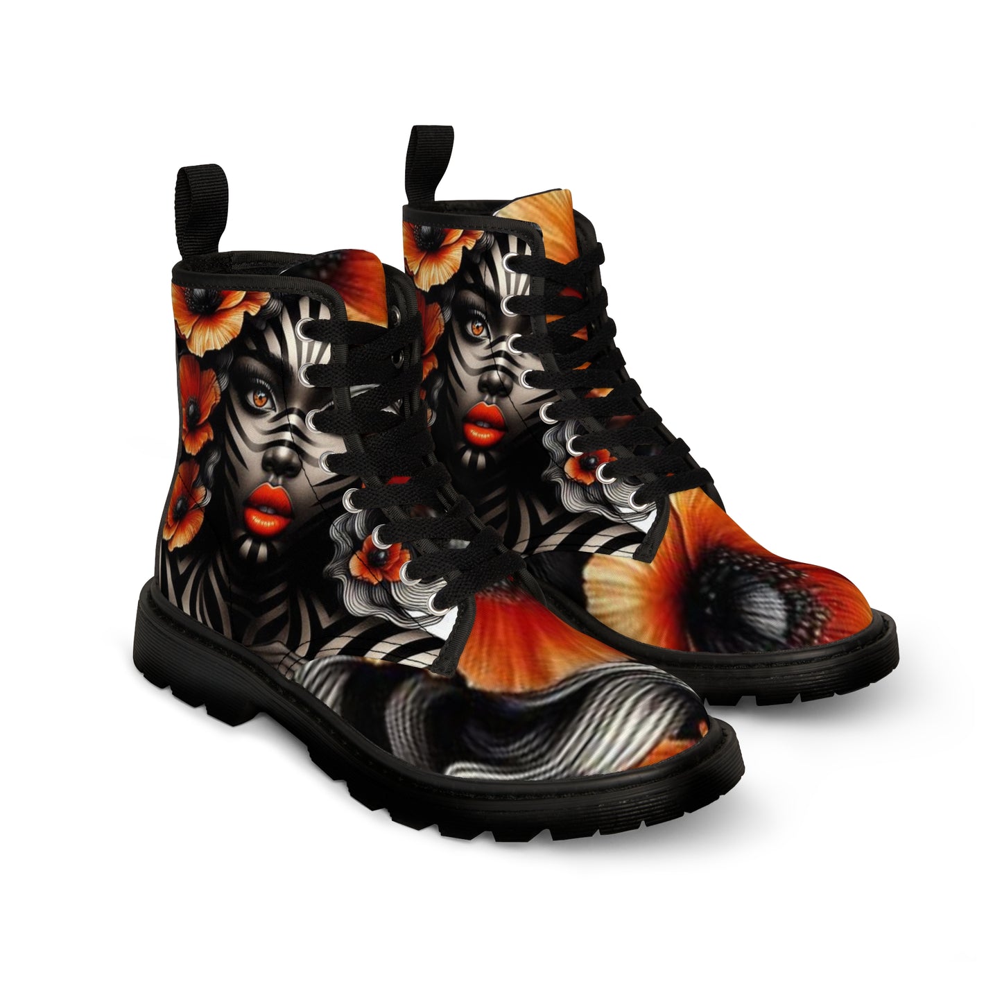 Zebra Fantasy Women's Canvas Boots #ZF16
