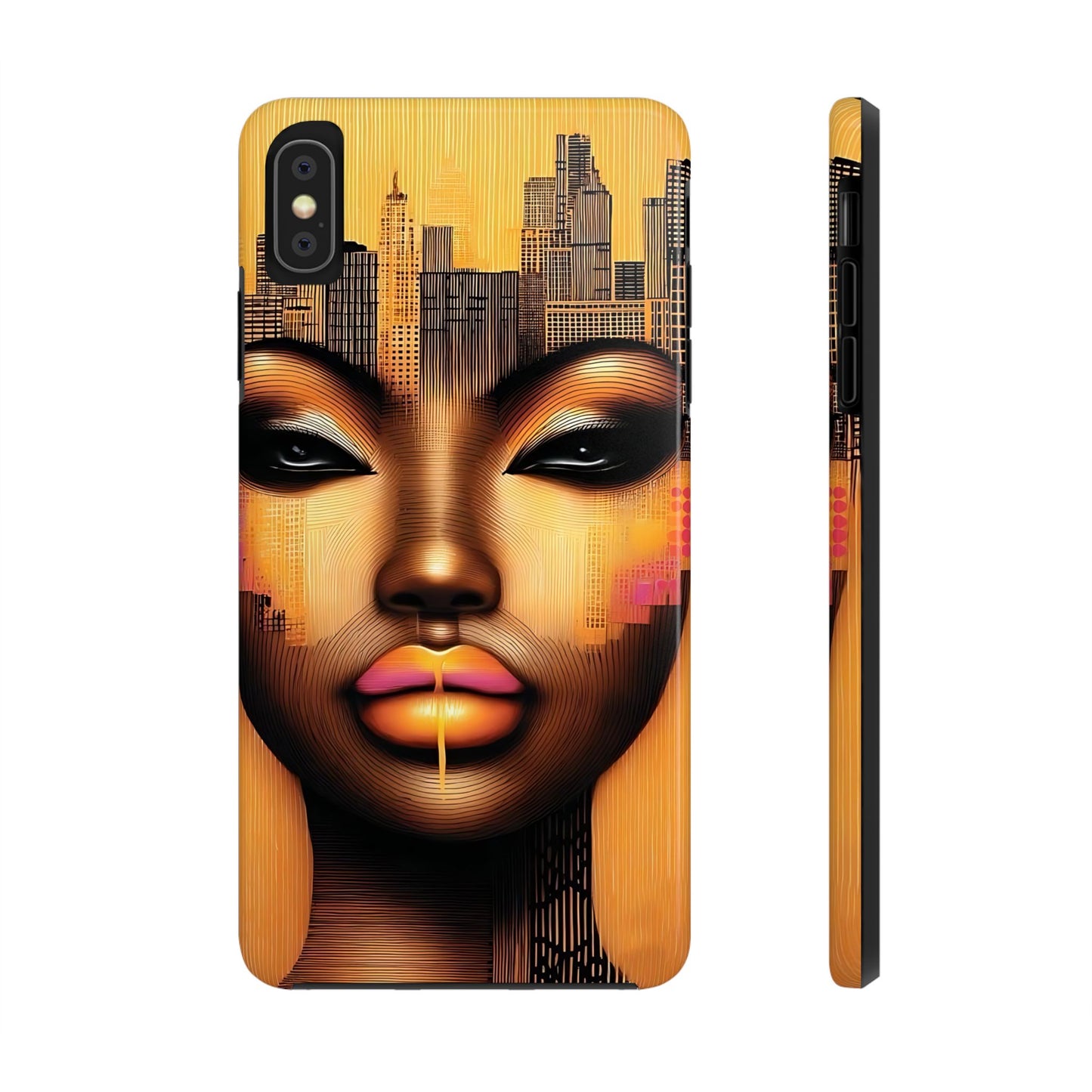 Afrocentric Tough Phone Case, City Girl On The Move Unique Design, Urban Street Style, Protective Cellphone Cover, Trendy Mobile Accessory
