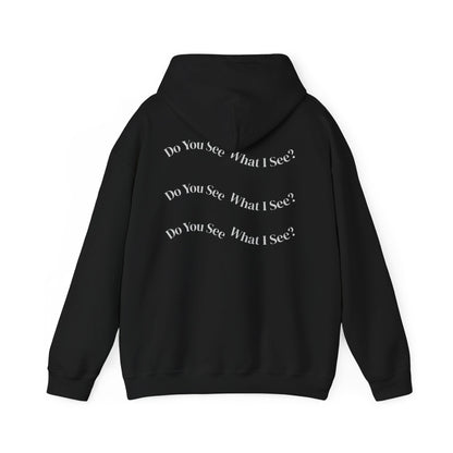 Do You See What I See? Afrocentric Abstract Puzzle Piece Unisex Hoodie Sweatshirt, Woman Print Face Hand Art, Hooded, Black