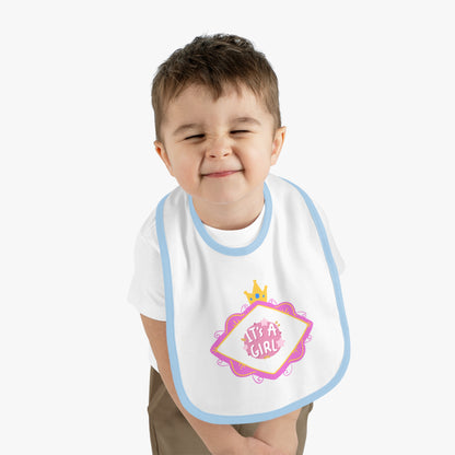 It's A Girl Baby Contrast Trim Jersey Bib #IAG1