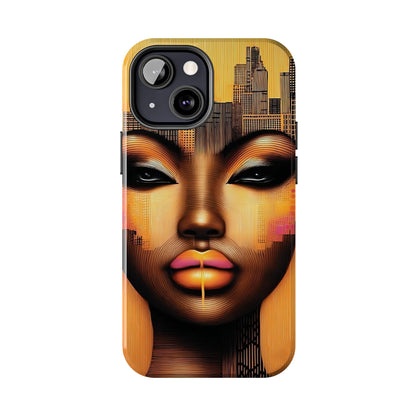 Afrocentric Tough Phone Case, City Girl On The Move Unique Design, Urban Street Style, Protective Cellphone Cover, Trendy Mobile Accessory