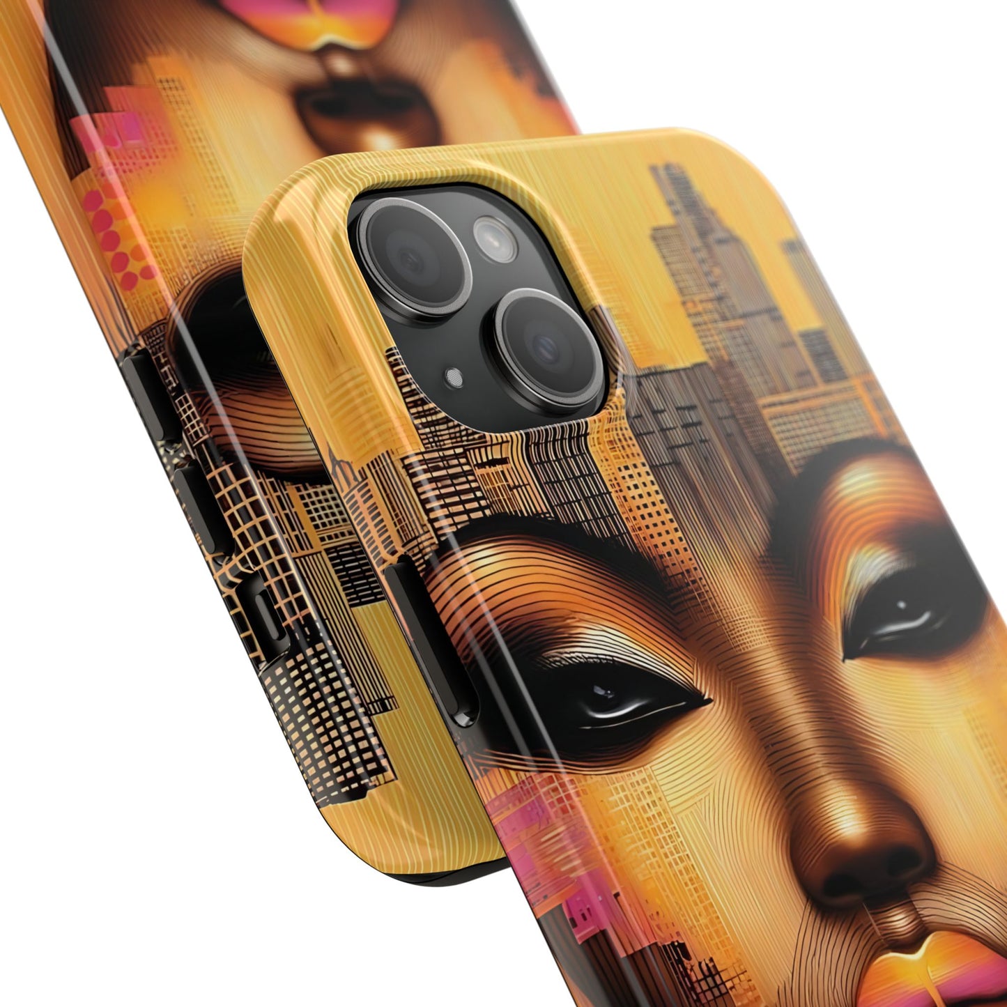 Afrocentric Tough Phone Case, City Girl On The Move Unique Design, Urban Street Style, Protective Cellphone Cover, Trendy Mobile Accessory
