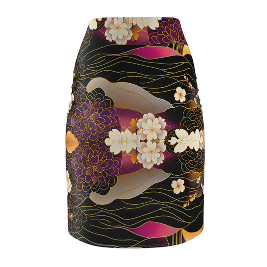 Floral Elegance Pencil Skirt, Boho Chic Skirt, Summer Skirt, Office Wear, Vacation Outfit, Garden Party Fashion