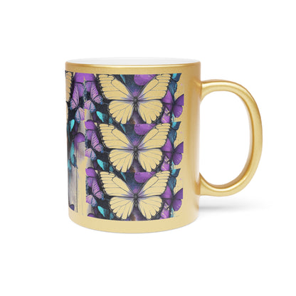 Butterfly Beauty Metallic Mug, African Art Mug, Silver
old Mug, Gift for Her,