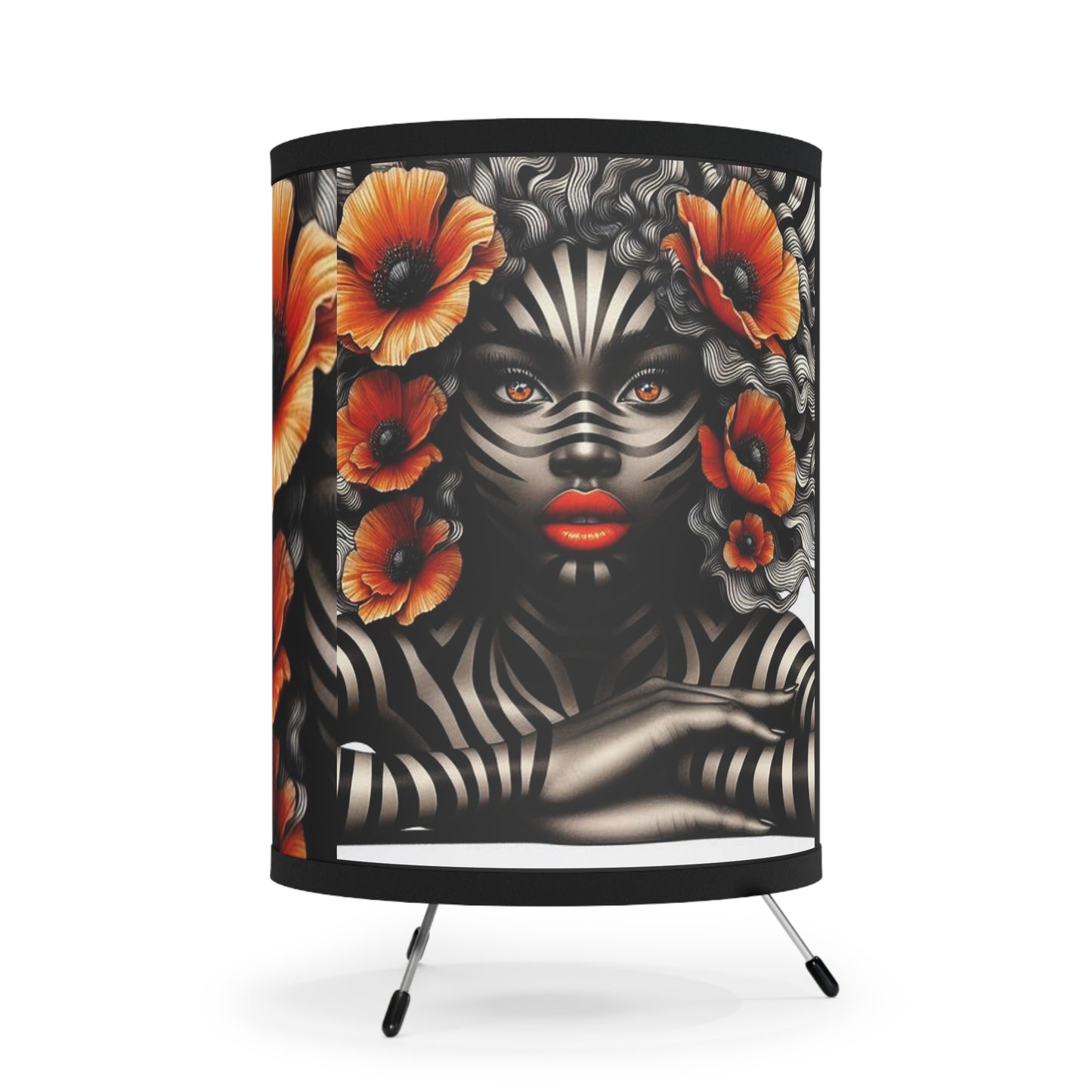 Zebra Fantasy Tripod Lamp with High-Res Printed Shade, US\CA plug #SZ35