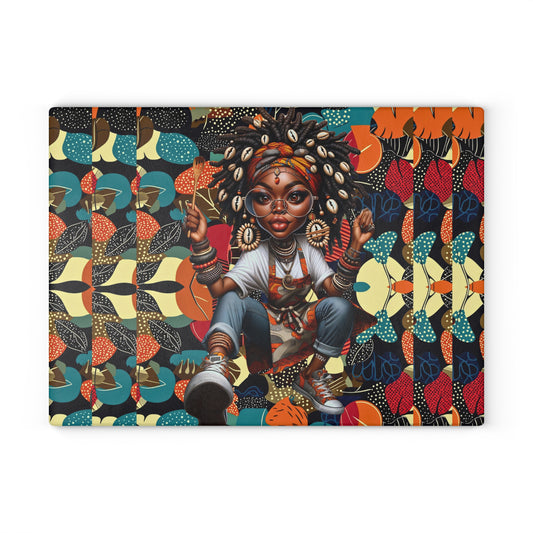 Glass Cutting Board, Afrocentric Kitchen Decor, Ankara Pattern Glass Board, Ethnic Design Cheese Board, Unique Housewarming Gift