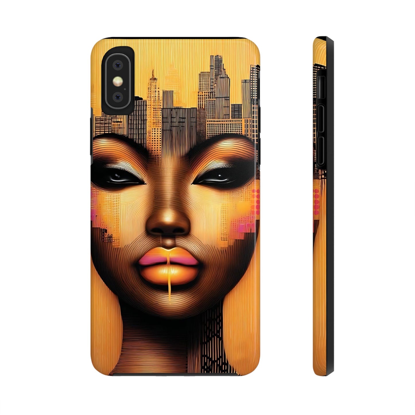 Afrocentric Tough Phone Case, City Girl On The Move Unique Design, Urban Street Style, Protective Cellphone Cover, Trendy Mobile Accessory