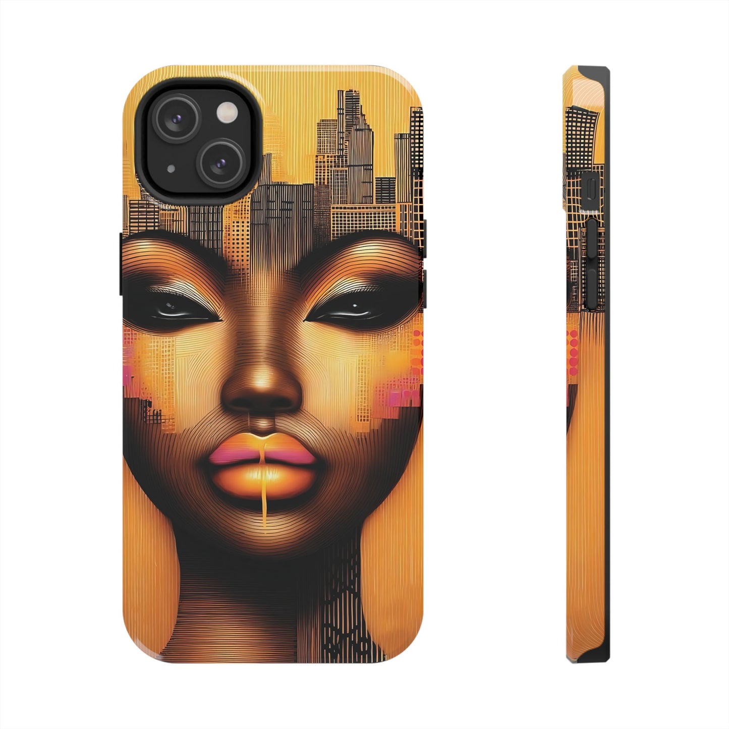 Afrocentric Tough Phone Case, City Girl On The Move Unique Design, Urban Street Style, Protective Cellphone Cover, Trendy Mobile Accessory