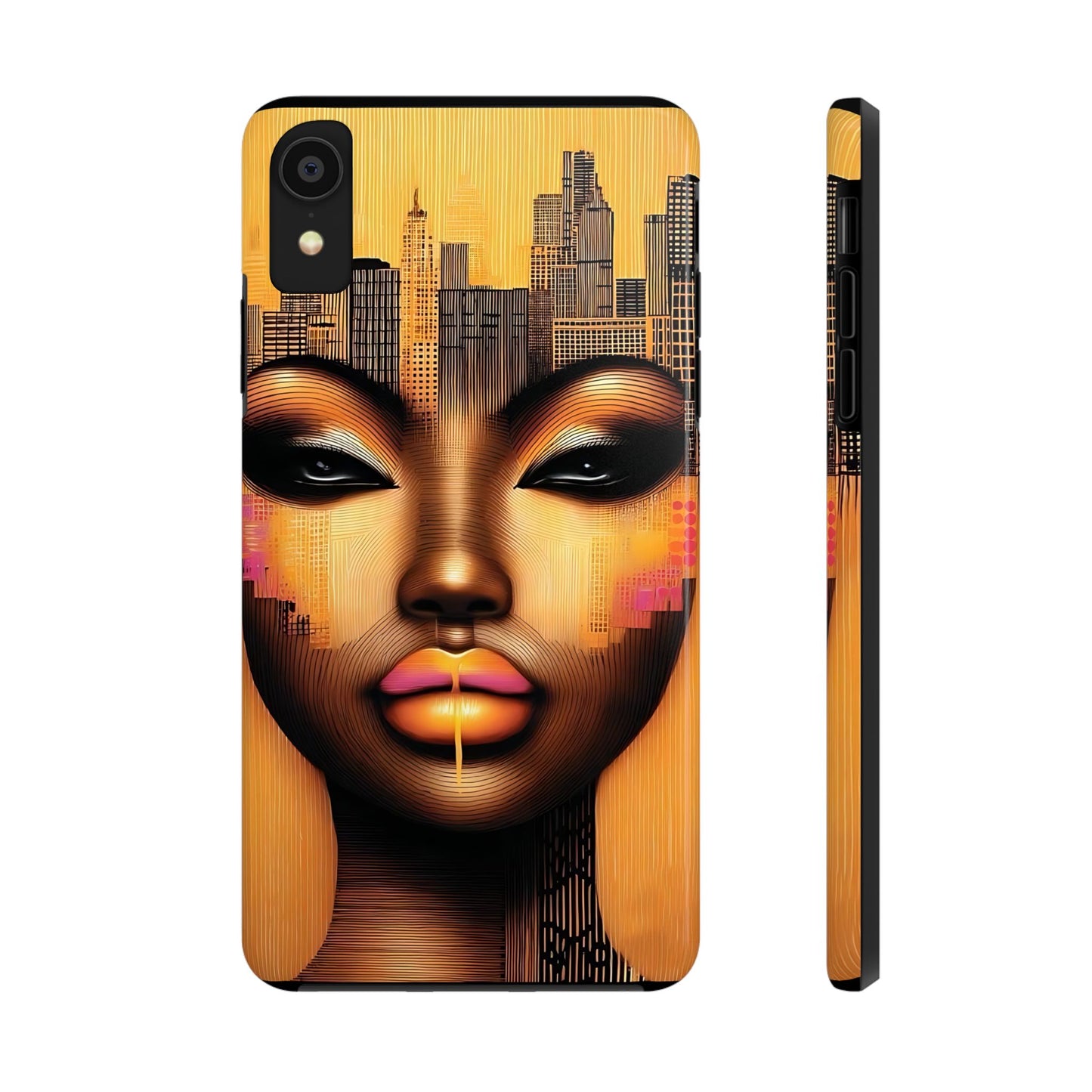 Afrocentric Tough Phone Case, City Girl On The Move Unique Design, Urban Street Style, Protective Cellphone Cover, Trendy Mobile Accessory