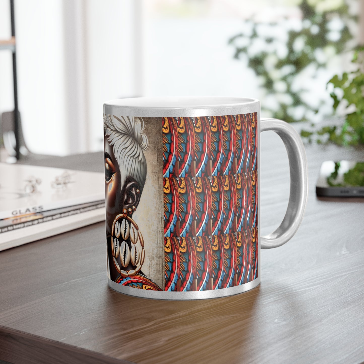 Platinum Beauty African Art Metallic Mug