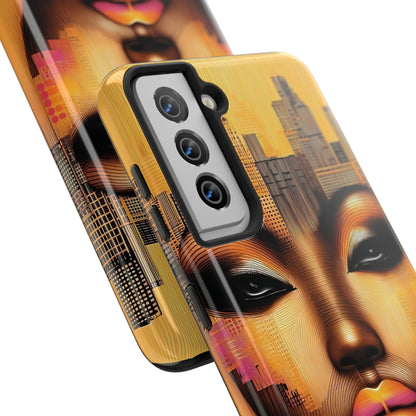 Afrocentric Tough Phone Case, City Girl On The Move Unique Design, Urban Street Style, Protective Cellphone Cover, Trendy Mobile Accessory