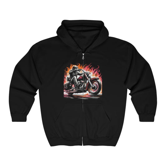 Born To Ride Unisex Heavy Blend™ Full Zip Hooded Sweatshirt #13MU