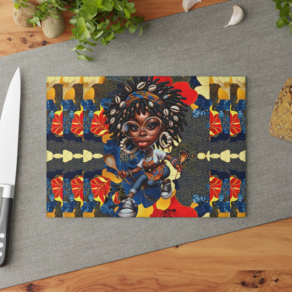 Glass Cutting Board, Afrocentric Kitchen Decor, Ankara Pattern Glass Board, Ethnic Design Cheese Board, Unique Housewarming Gift