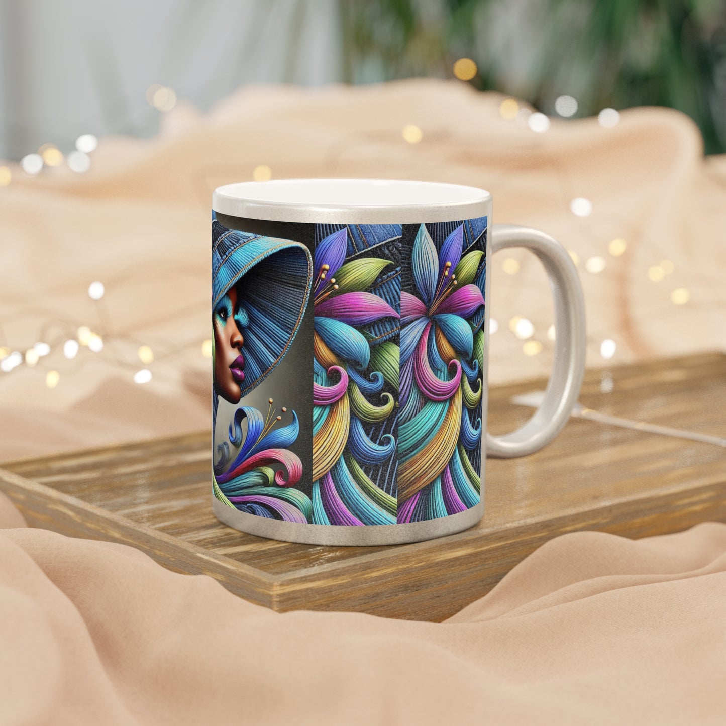 Denim Beauty African Art Metallic Mug #DB1