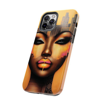 Afrocentric Tough Phone Case, City Girl On The Move Unique Design, Urban Street Style, Protective Cellphone Cover, Trendy Mobile Accessory