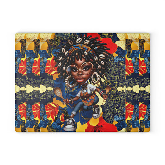 Glass Cutting Board, Afrocentric Kitchen Decor, Ankara Pattern Glass Board, Ethnic Design Cheese Board, Unique Housewarming Gift