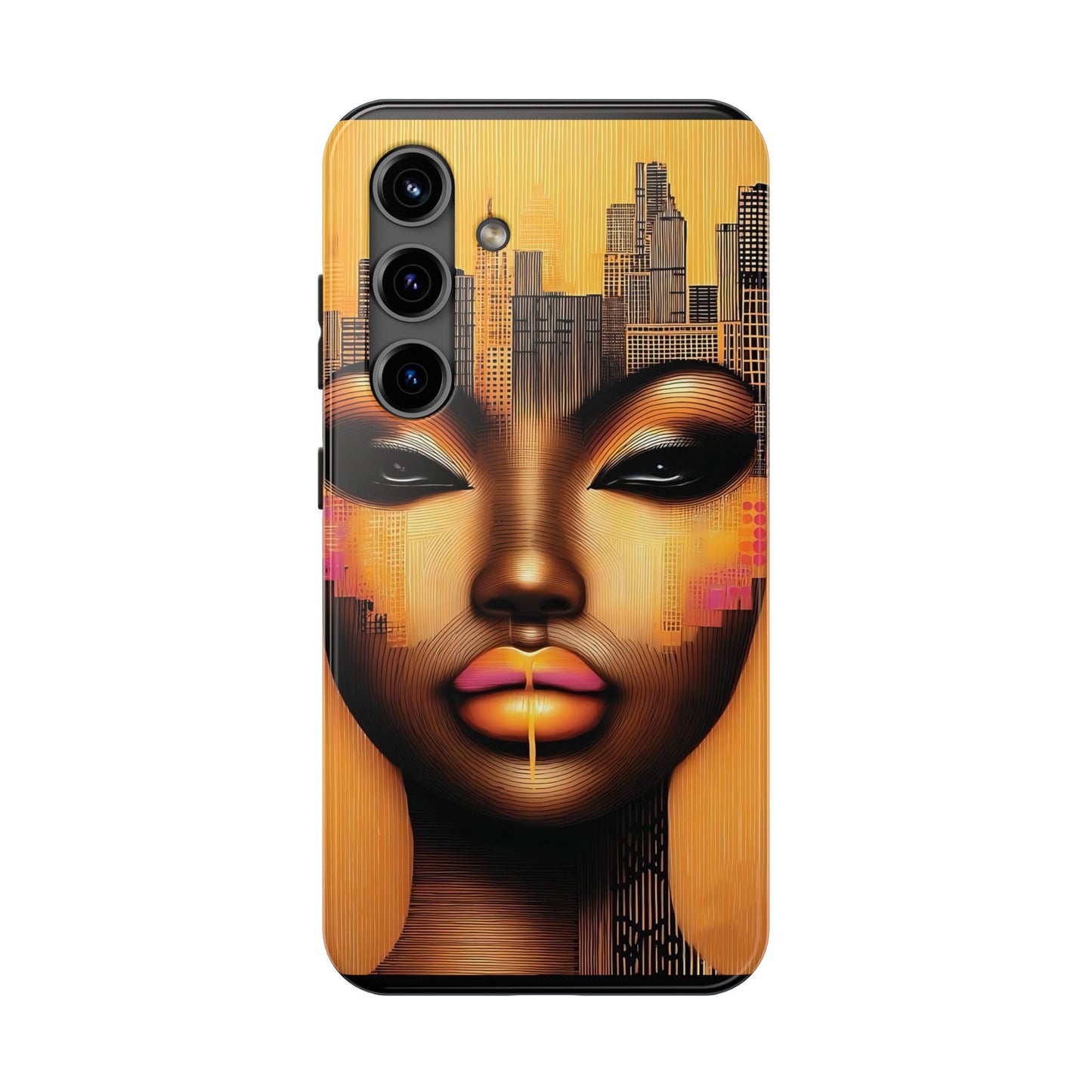 Afrocentric Tough Phone Case, City Girl On The Move Unique Design, Urban Street Style, Protective Cellphone Cover, Trendy Mobile Accessory