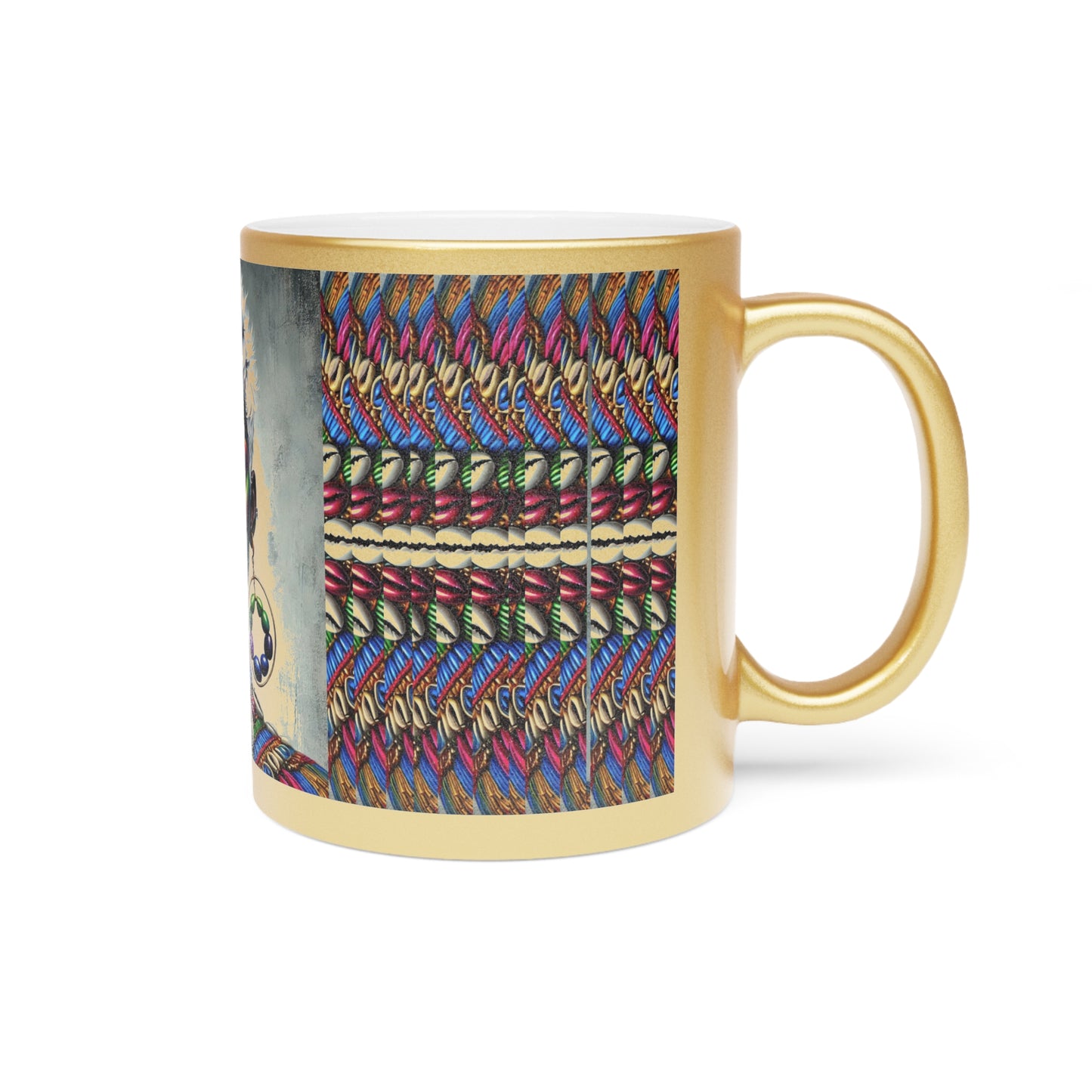 Vibrant African Art Metallic Mug - Silver/Gold