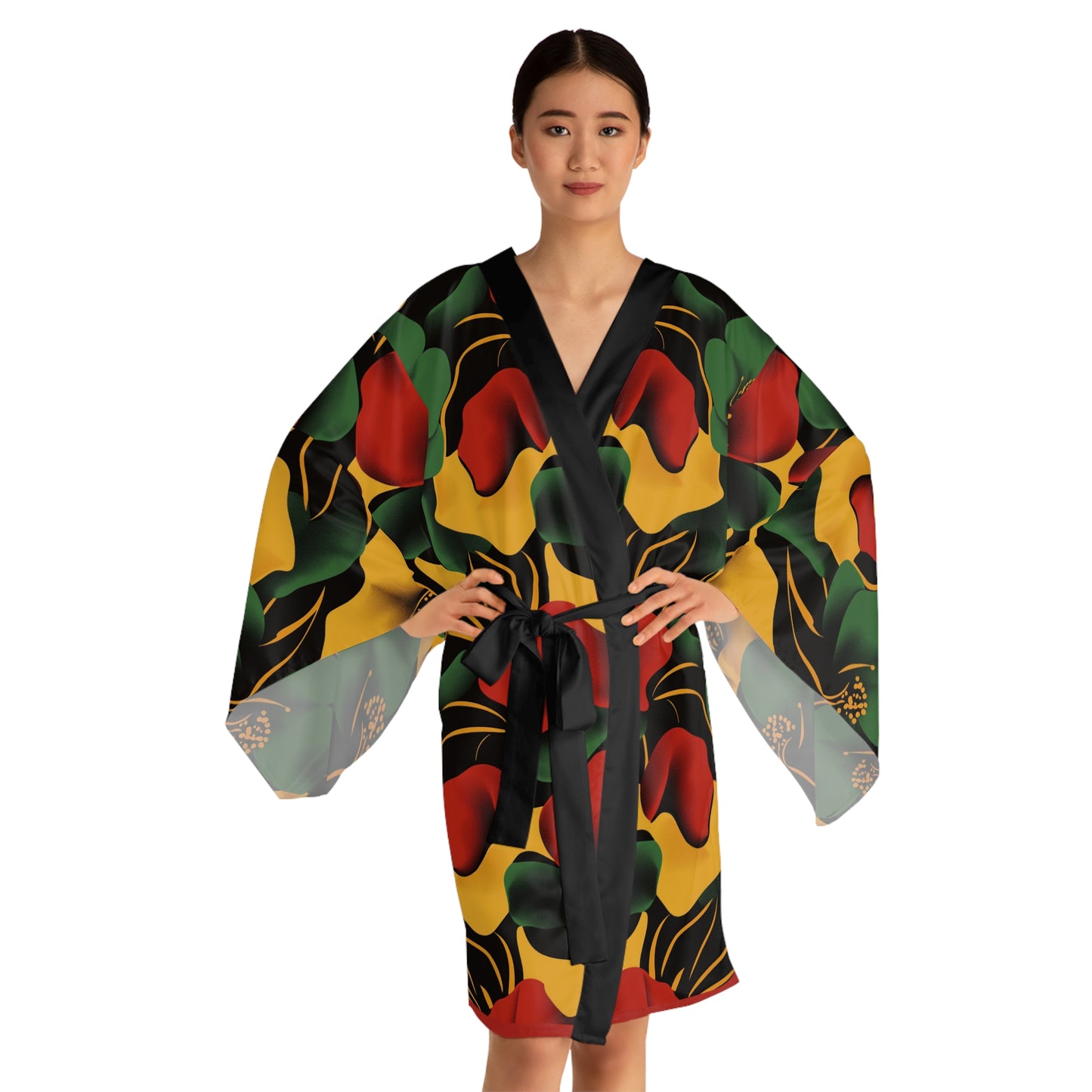 Floral Long Sleeve Kimono Robe - Cozy Loungewear Perfect for Relaxation Spa Days Gift for Her Summer Nights Unique Fashion
