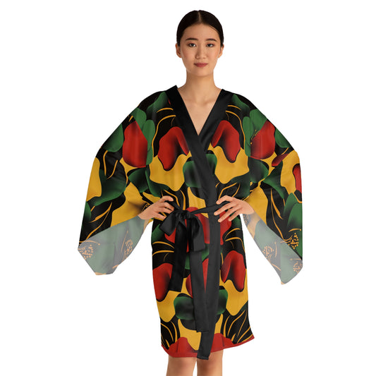 Floral Long Sleeve Kimono Robe - Cozy Loungewear Perfect for Relaxation Spa Days Gift for Her Summer Nights Unique Fashion