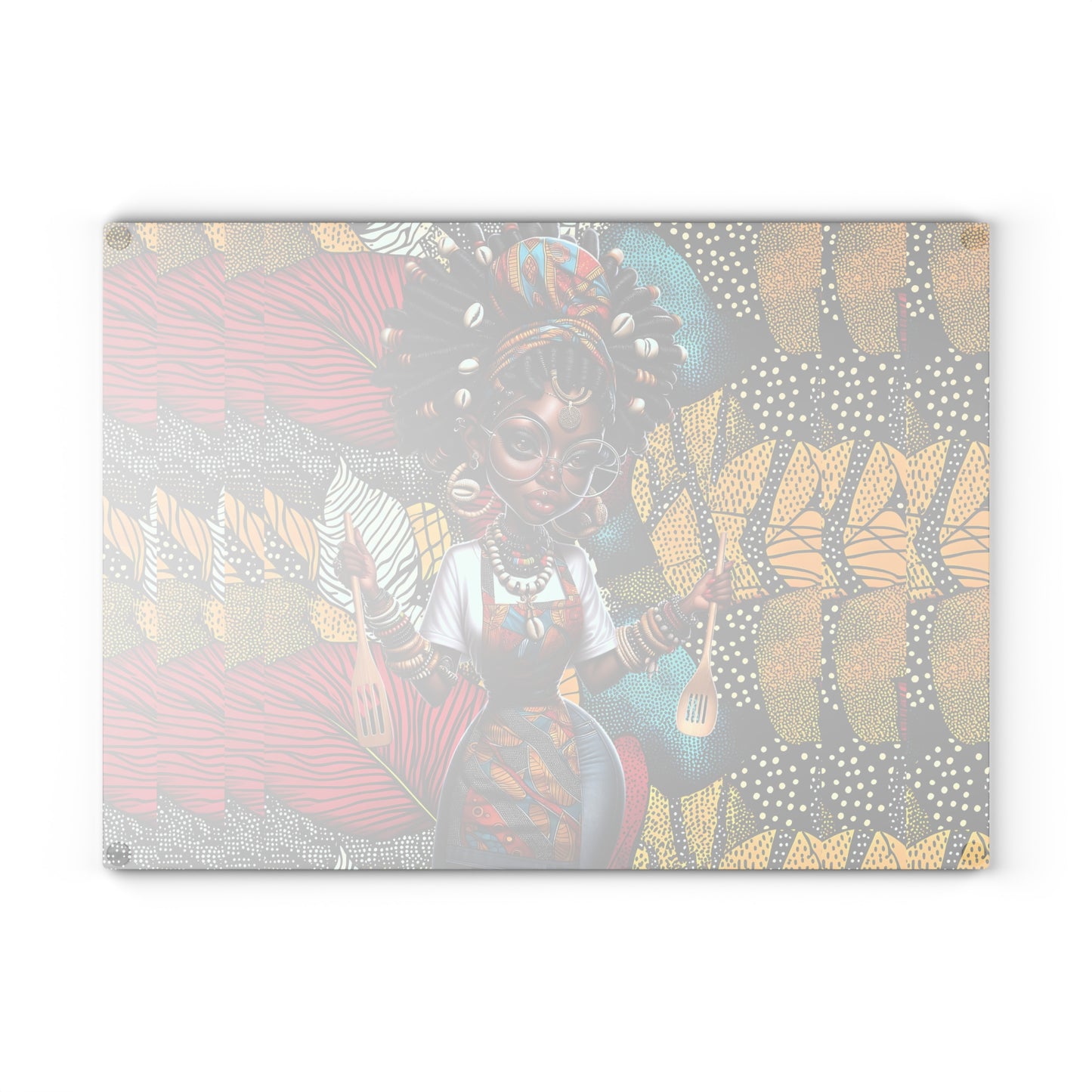 Glass Cutting Board, Afrocentric Kitchen Decor, Ankara Pattern Glass Board, Ethnic Design Cheese Board, Unique Housewarming Gift