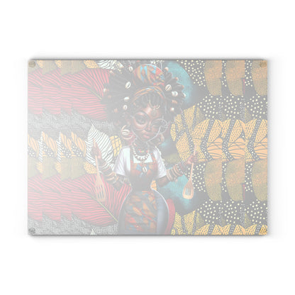 Glass Cutting Board, Afrocentric Kitchen Decor, Ankara Pattern Glass Board, Ethnic Design Cheese Board, Unique Housewarming Gift