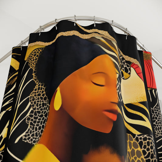 Zebra and Afrocentric Inspired Pattern Mother and Child Shower Curtains, Bathroom Decor, Tribal Design Bath Curtain, Unique Home Decoration,