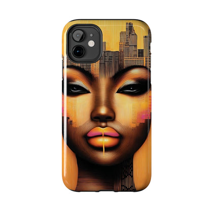 Afrocentric Tough Phone Case, City Girl On The Move Unique Design, Urban Street Style, Protective Cellphone Cover, Trendy Mobile Accessory