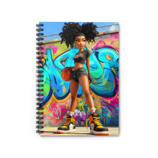 Cool Kids Basketball Spiral Notebook Teen Graffiti Journal, Art Notepad, Hip Hop Stationery, Urban Sketchbook