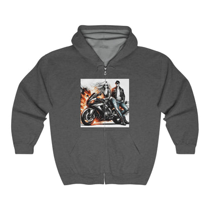 Born To Ride Unisex Heavy Blend™ Full Zip Hooded Sweatshirt #13MU