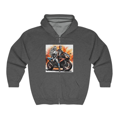 Born To Ride Unisex Heavy Blend™ Full Zip Hooded Sweatshirt #13MU