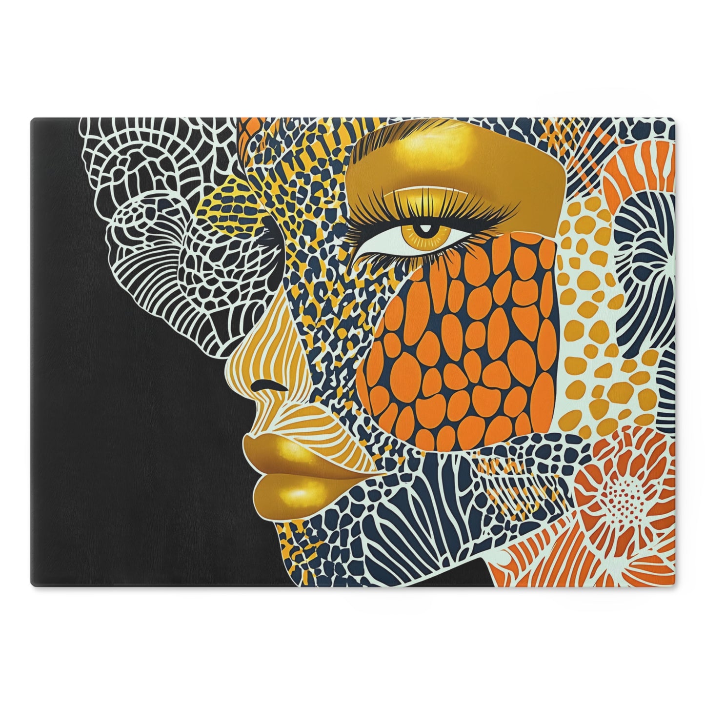 Artistic Glass Cutting Board with Elegant Face Design, Unique Kitchen Decor, Gift for Foodies, Modern Cooking, Stylish Kitchen Accessories