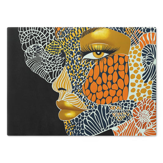 Artistic Glass Cutting Board with Elegant Face Design, Unique Kitchen Decor, Gift for Foodies, Modern Cooking, Stylish Kitchen Accessories
