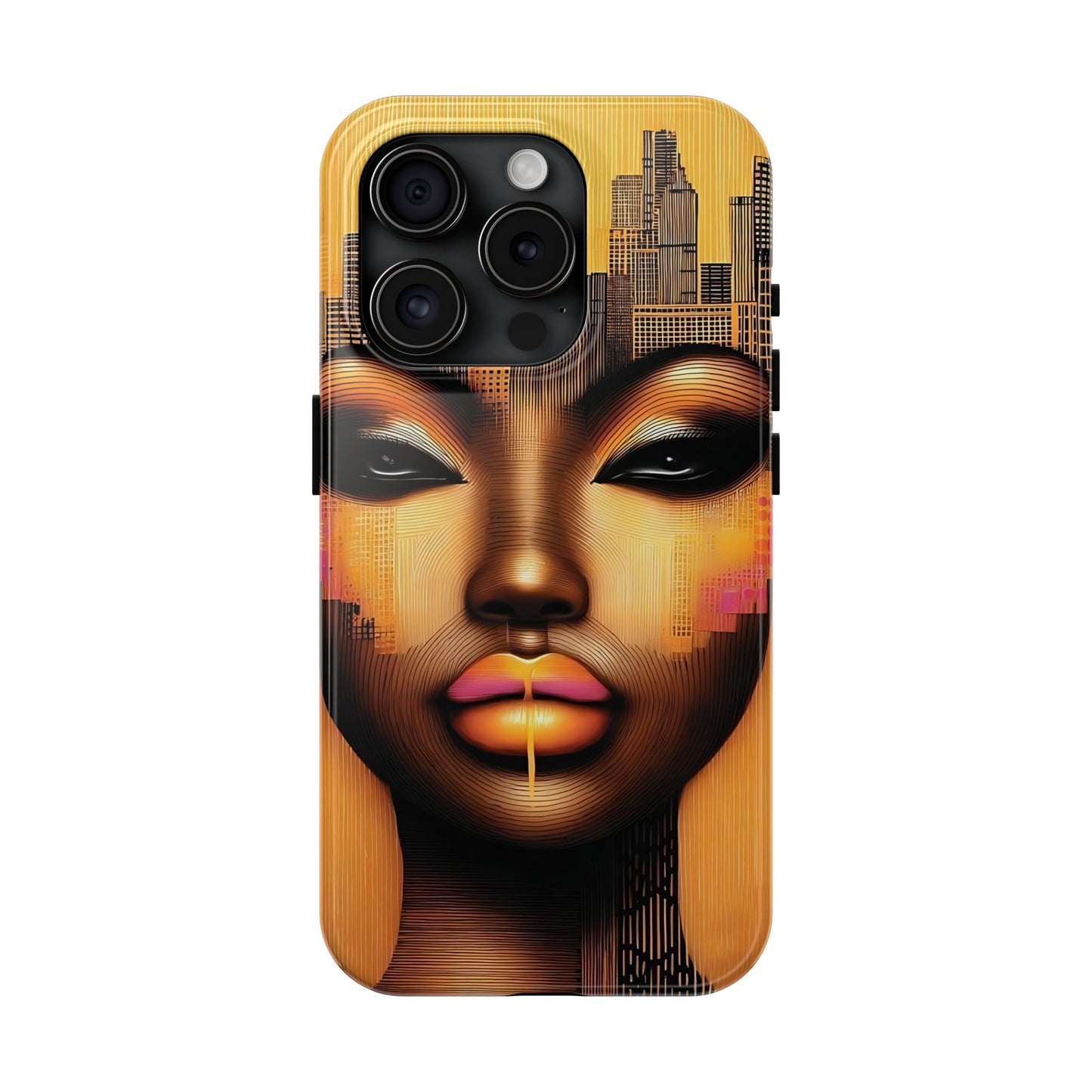 Afrocentric Tough Phone Case, City Girl On The Move Unique Design, Urban Street Style, Protective Cellphone Cover, Trendy Mobile Accessory