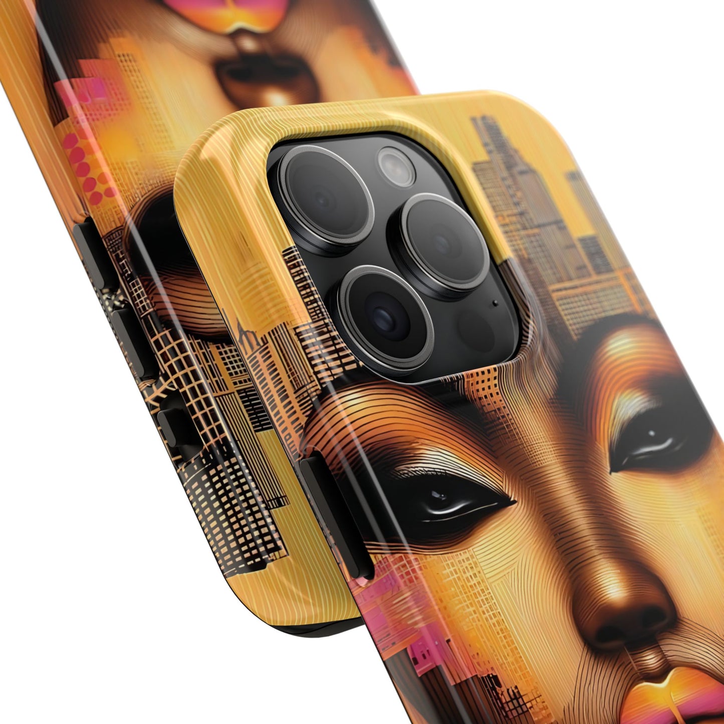 Afrocentric Tough Phone Case, City Girl On The Move Unique Design, Urban Street Style, Protective Cellphone Cover, Trendy Mobile Accessory