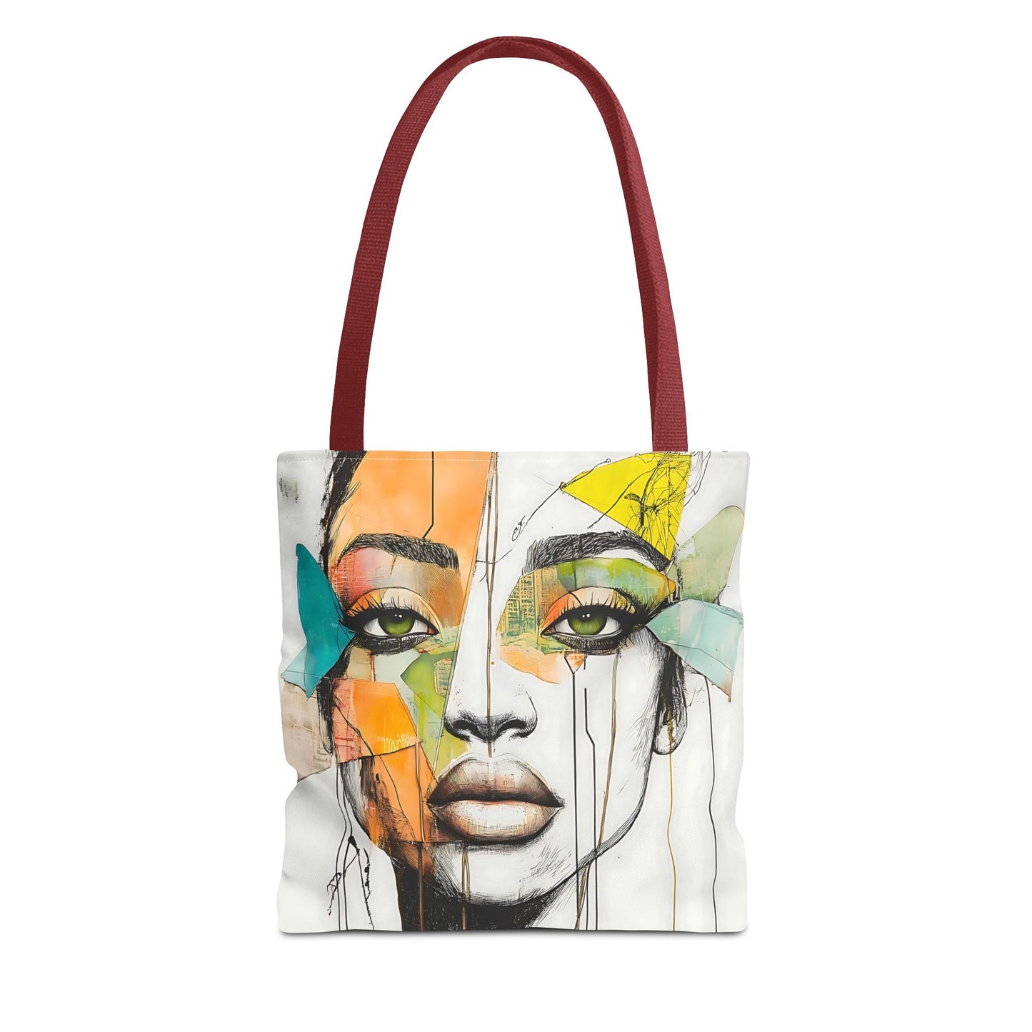 Artistic Abstract Face Tote Bag, Trendy Canvas Bag, Unique Gift for Art Lovers, Fashionable Beach Bag, Stylish Shopping Bag, Cool