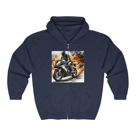 Born To Ride Unisex Heavy Blend™ Full Zip Hooded Sweatshirt #13MU