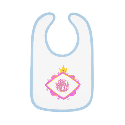 It's A Girl Baby Contrast Trim Jersey Bib #IAG1