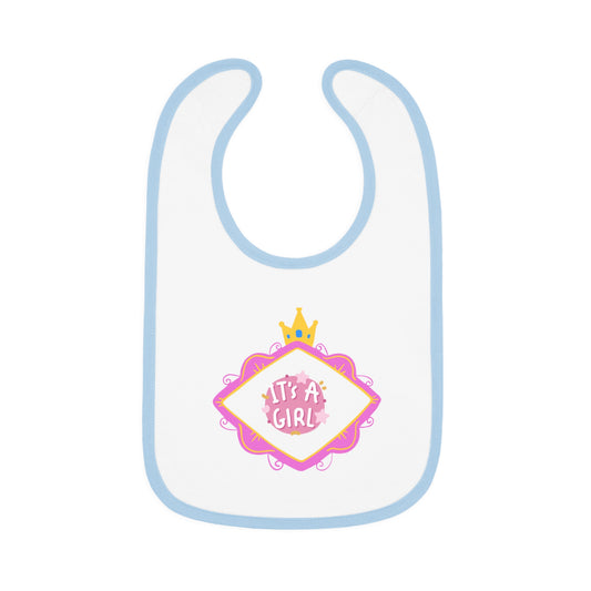 It's A Girl Baby Contrast Trim Jersey Bib #IAG1