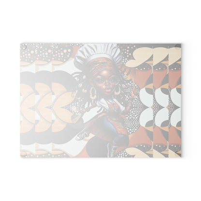Glass Cutting Board, Afrocentric Kitchen Decor, Ankara Pattern Glass Board, Ethnic Design Cheese Board, Unique Housewarming Gift